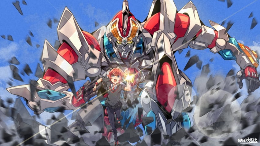 hibiki yuuta and gridman (gridman universe and 1 more) drawn by gao_ex_kaiser