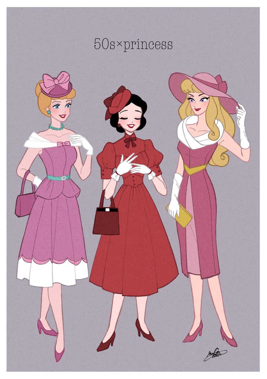 snow white, aurora, and cinderella (snow white and the seven dwarfs and 2 more) drawn by moko_eaka