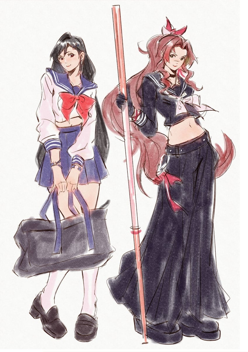 tifa lockhart and aerith gainsborough (final fantasy and 2 more) drawn by mmariesr