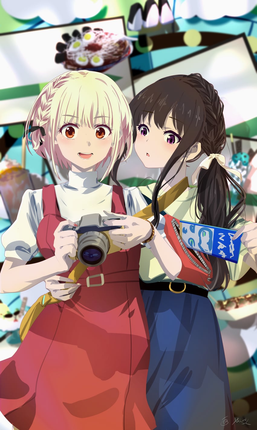 nishikigi chisato and inoue takina (lycoris recoil) drawn by sengoku_chidori