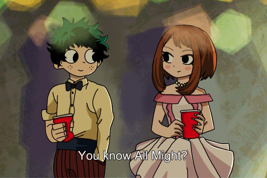 midoriya izuku, uraraka ochaco, scott pilgrim, and ramona flowers (boku no hero academia and 2 more) drawn by claudensiaa