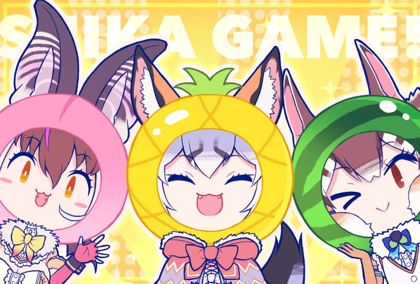 island fox, brown long-eared bat, and siberian chipmunk (kemono friends and 2 more) drawn by kitsunetsuki_itsuki