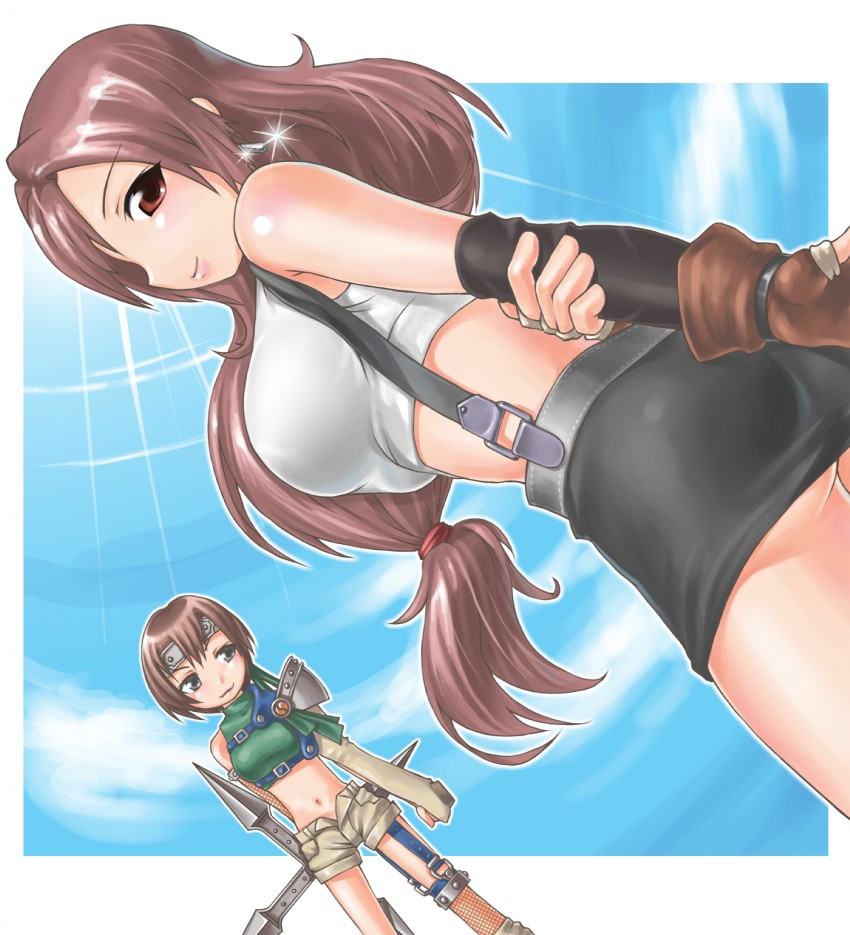 tifa lockhart, yuffie kisaragi, and ninja (final fantasy and 1 more) drawn by takeoutservice