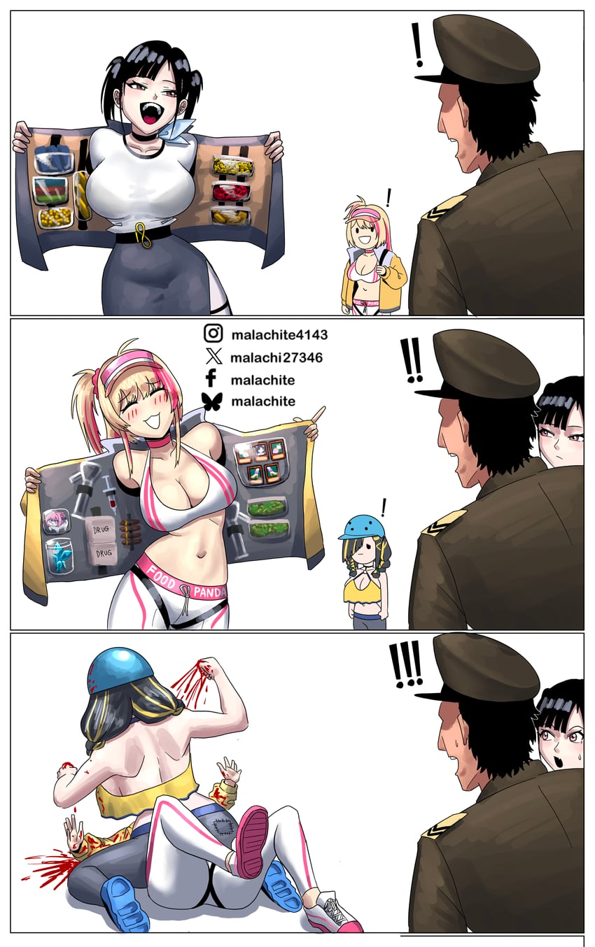 commander, doro, syuen, sora, exodia the forbidden one, and 2 more (goddess of victory: nikke) drawn by malachite_27346