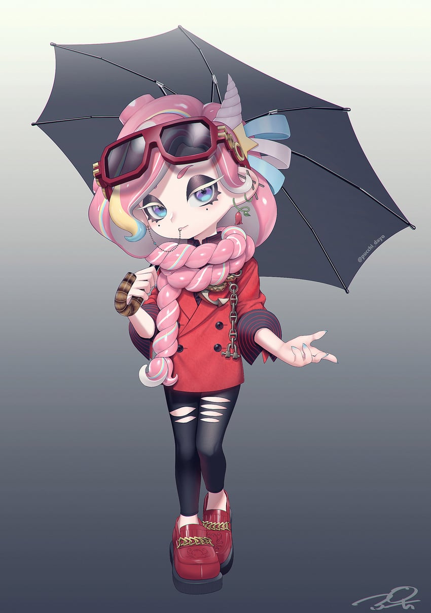 octoling player character and octoling girl (splatoon) drawn by puchiman