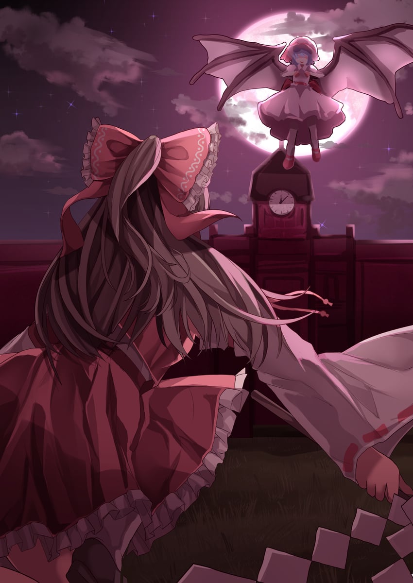 hakurei reimu and remilia scarlet (touhou and 1 more) drawn by mahoro_(minase_mahoro)