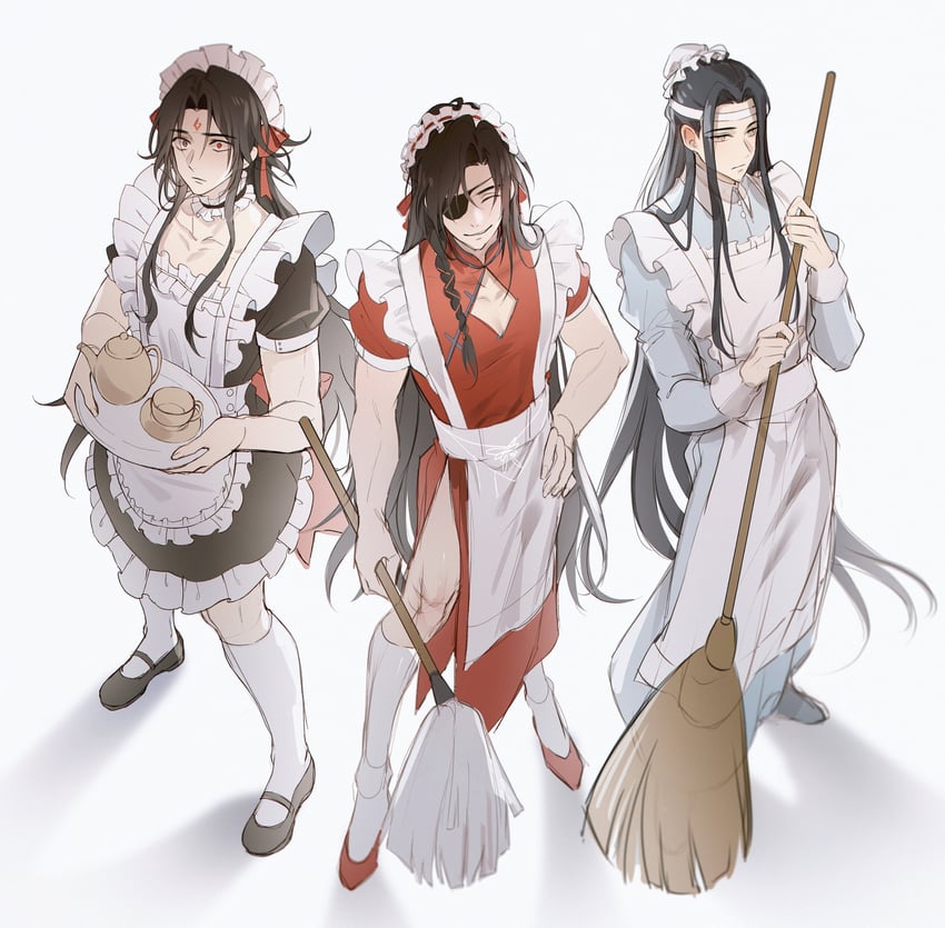 lan wangji, hua cheng, and luo binghe (modao zushi and 2 more) drawn by young57440489