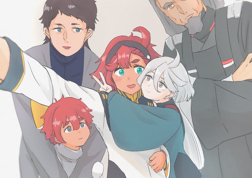 suletta mercury, miorine rembran, ericht samaya, prospera mercury, and delling rembran (gundam and 1 more) drawn by re_aji_ck