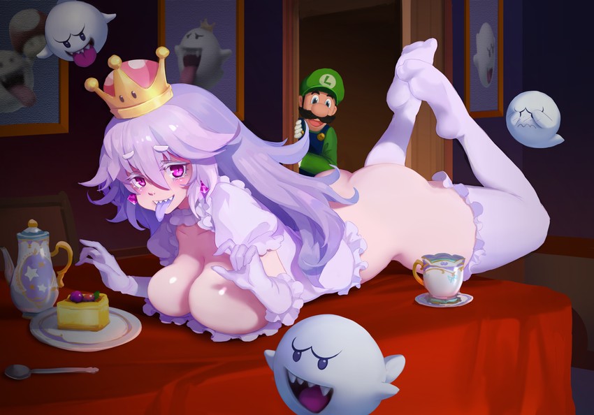 luigi, princess king boo, and boo (mario and 2 more) drawn by driverbunny37