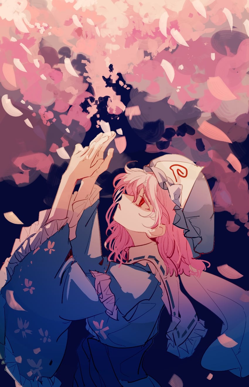 saigyouji yuyuko (touhou and 1 more) drawn by xian_qishui