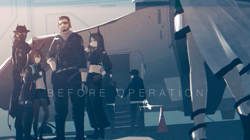 amiya, kal'tsit, dobermann, ace, and scout (arknights) drawn by xtal