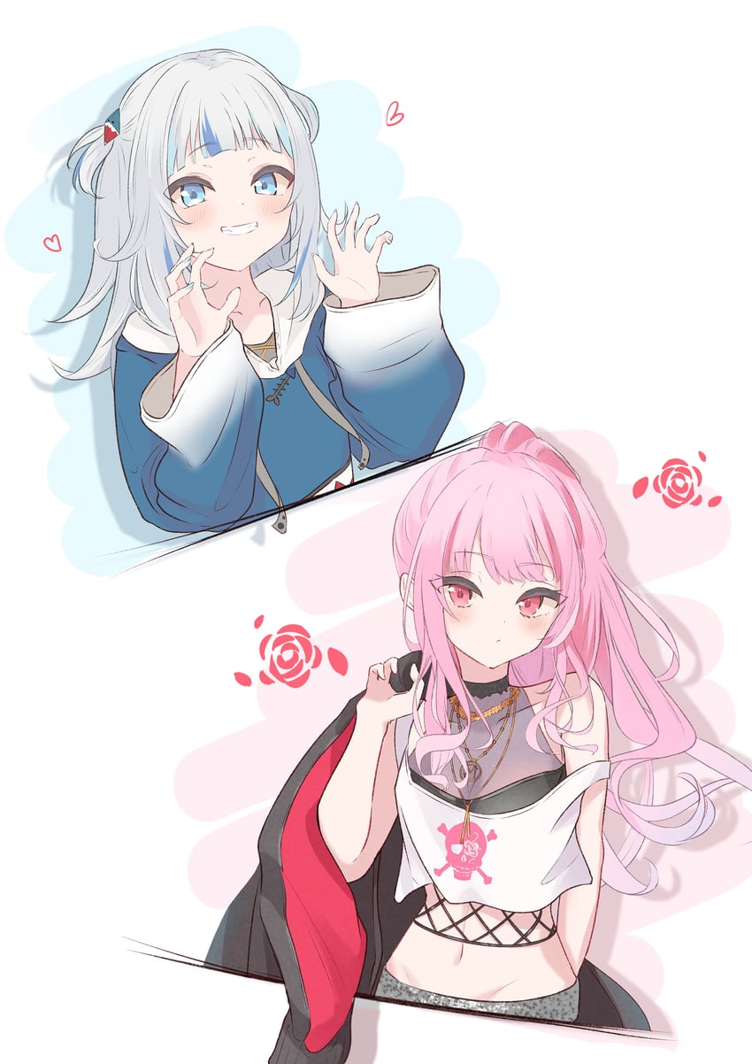 gawr gura and mori calliope (hololive and 1 more) drawn by nishiki_yuno