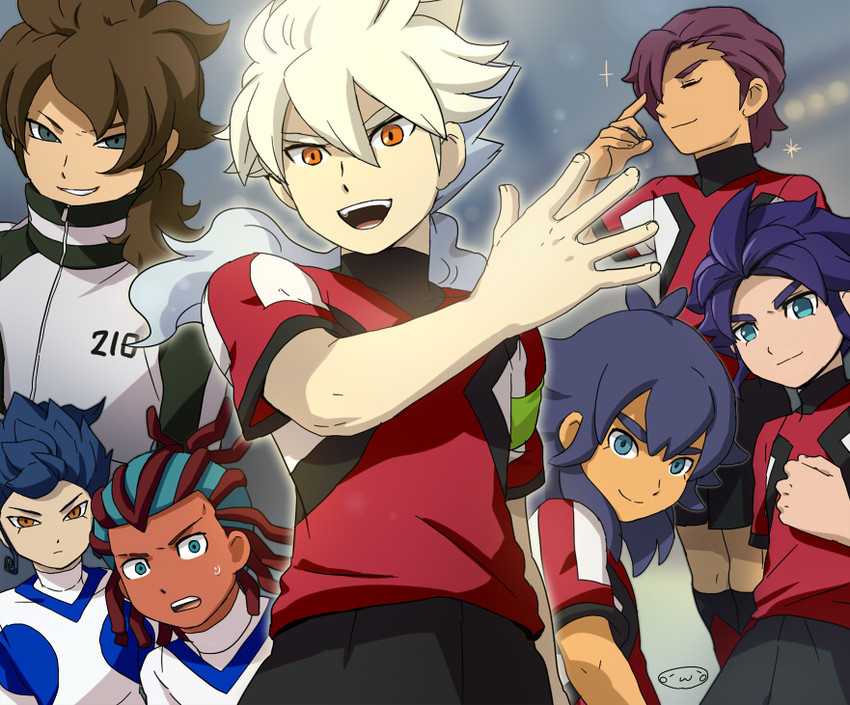 hakuryuu, tsurugi kyousuke, fudou akio, kishibe taiga, minamisawa atsushi, and 2 more (inazuma eleven and 2 more) drawn by mizuhara_aki