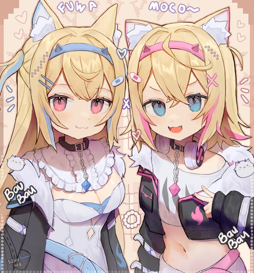 fuwawa abyssgard and mococo abyssgard (hololive and 1 more) drawn by szuukie