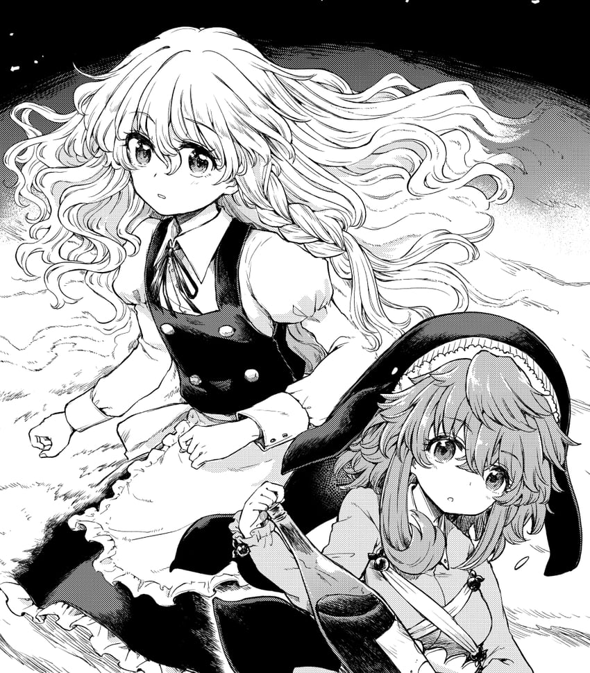 kirisame marisa and okunoda miyoi (touhou and 1 more) drawn by mizumoto_tadashi