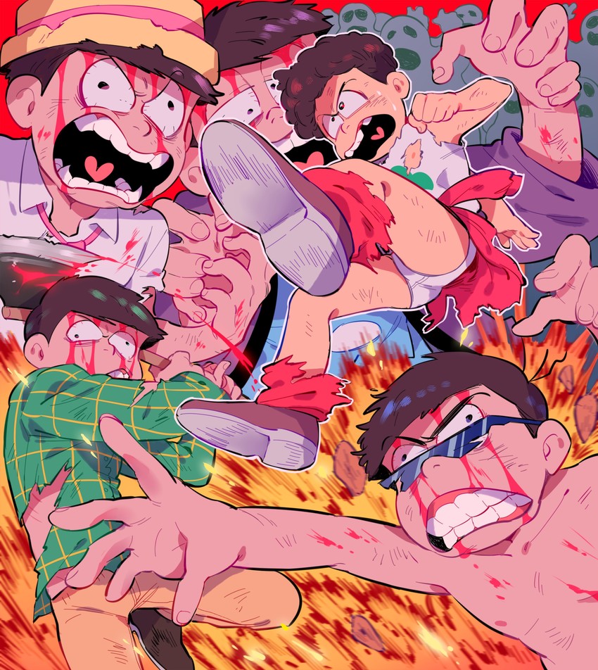 matsuno osomatsu, matsuno karamatsu, matsuno ichimatsu, matsuno choromatsu, and matsuno todomatsu (osomatsu and 2 more) drawn by o2_(o2mm)
