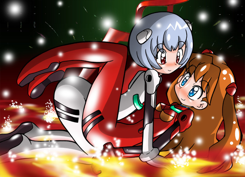 souryuu asuka langley and ayanami rei (neon genesis evangelion) drawn by yorunoko
