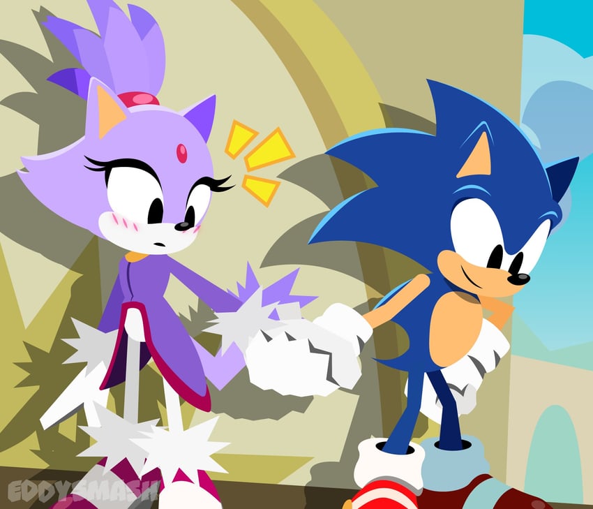 sonic the hedgehog and blaze the cat (sonic and 2 more) drawn by eddysmash2407