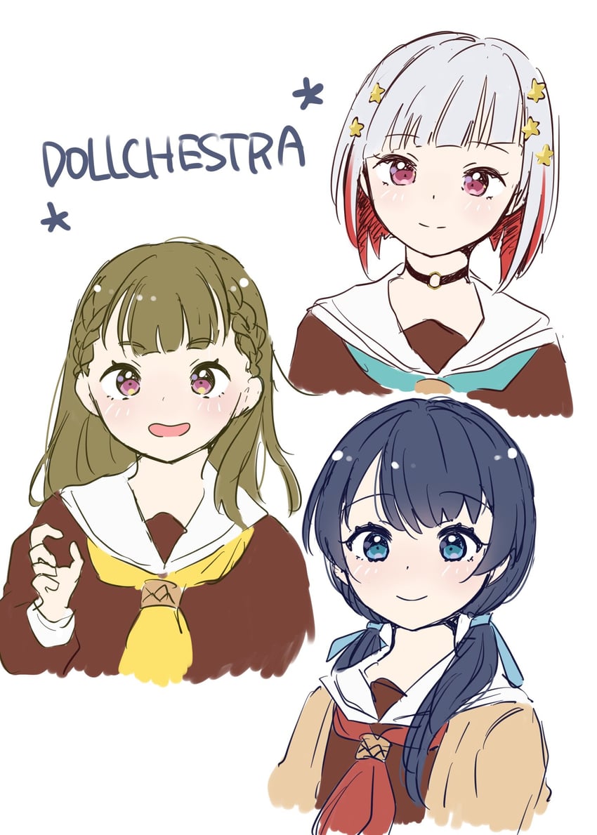 murano sayaka, yugiri tsuzuri, and kachimachi kosuzu (love live! and 1 more) drawn by prr_1101