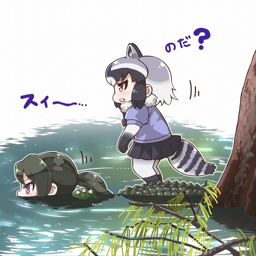 common raccoon and american alligator (kemono friends) drawn by tanaka_kusao