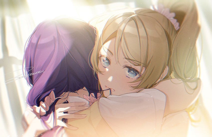 tojo nozomi and ayase eli (love live! and 1 more) drawn by zawawa_(satoukibi1108)
