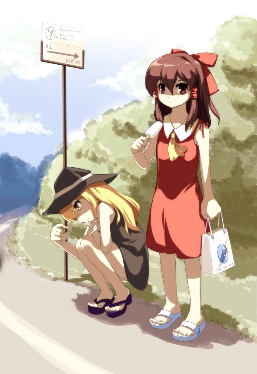hakurei reimu and kirisame marisa (touhou) drawn by kaze_yetworldview