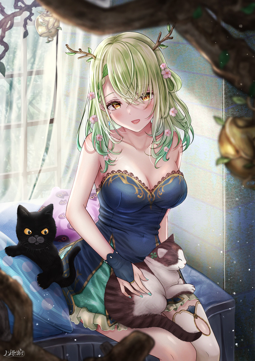 ceres fauna, snail, and clover (hololive and 1 more) drawn by nori_chazuke