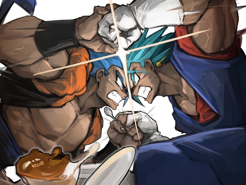 gogeta and vegetto (dragon ball and 1 more) drawn by kimo
