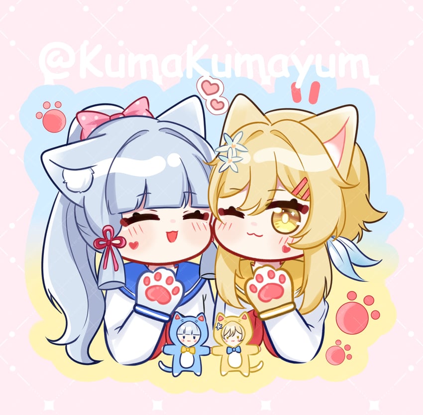 lumine and kamisato ayaka (genshin impact) drawn by kuma_yum24