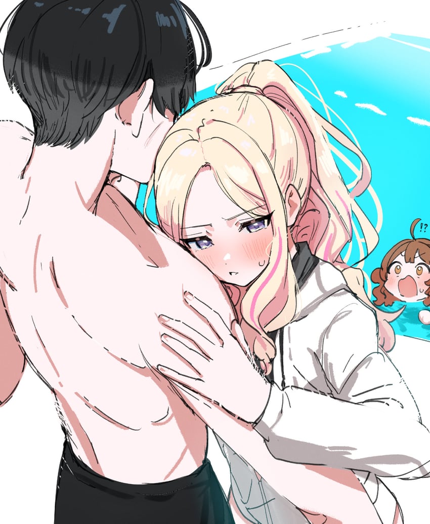producer, hanami ume, and juo sena (idolmaster and 1 more) drawn by kasasagi_(futagodori888)