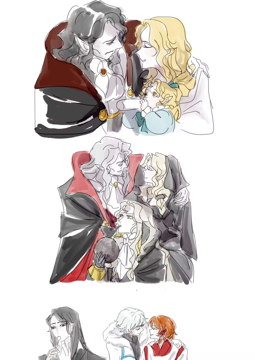 alucard, soma cruz, dracula, arikado genya, hakuba mina, and 1 more (castlevania and 2 more) drawn by lordofspring
