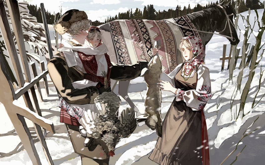 russia, belarus, and ukraine (axis powers hetalia) drawn by musan312