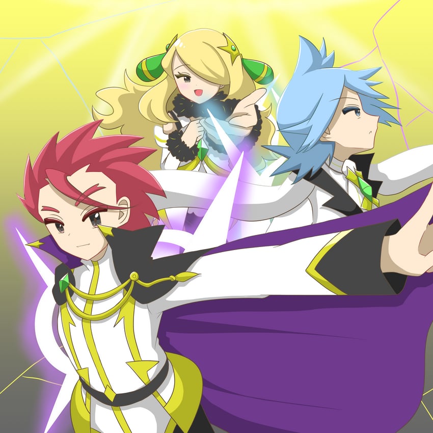 steven stone, cynthia, and lance (pokemon and 1 more) drawn by ntfp3428