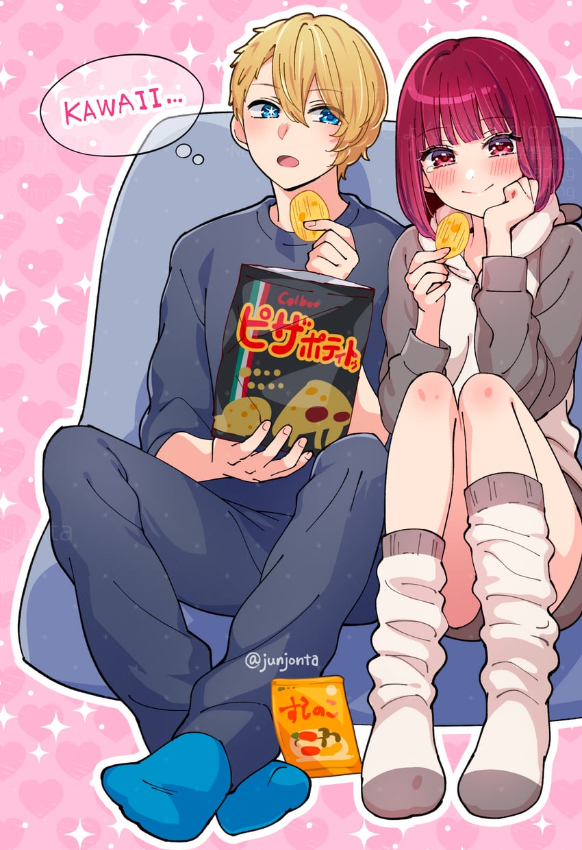arima kana and hoshino aquamarine (oshi no ko) drawn by junjonta