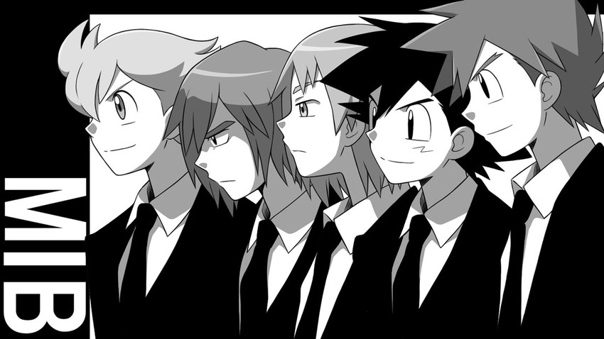ash ketchum, barry, gary oak, paul, and trip (pokemon and 2 more) drawn by cyaneko