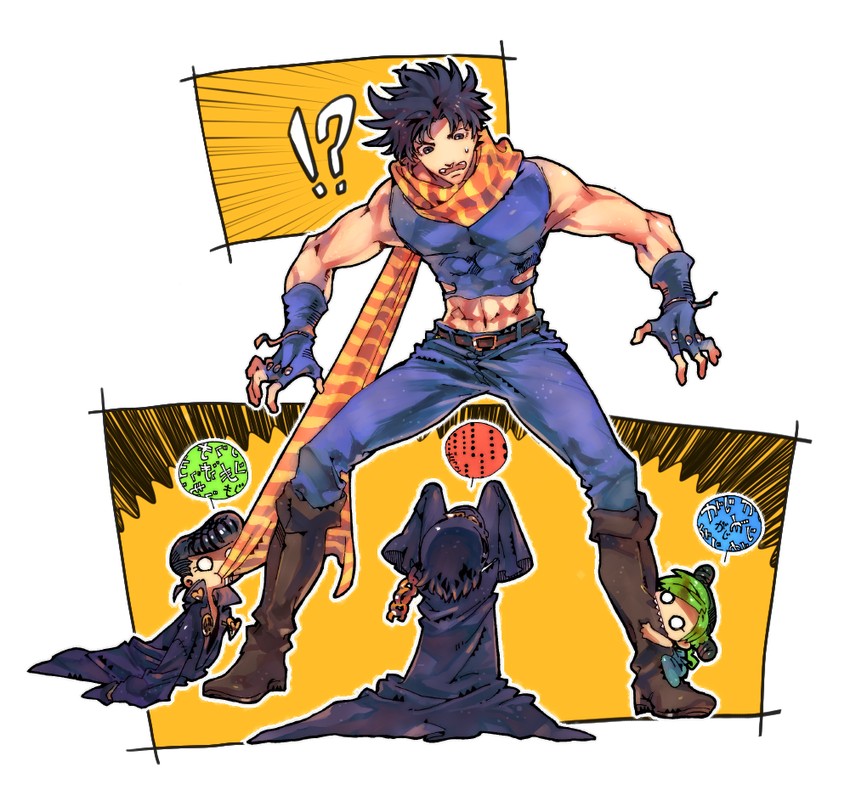 joseph joestar, kujo jotaro, kujo jolyne, and higashikata josuke (jojo no kimyou na bouken and 4 more) drawn by kitaya