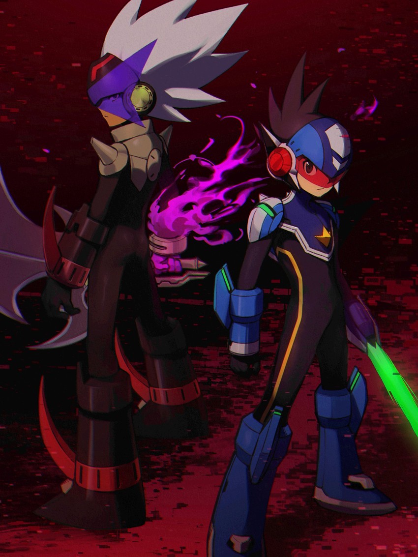 geo stelar, star force mega man, solo, and rogue (mega man and 2 more) drawn by okkuu_(oexistcm)