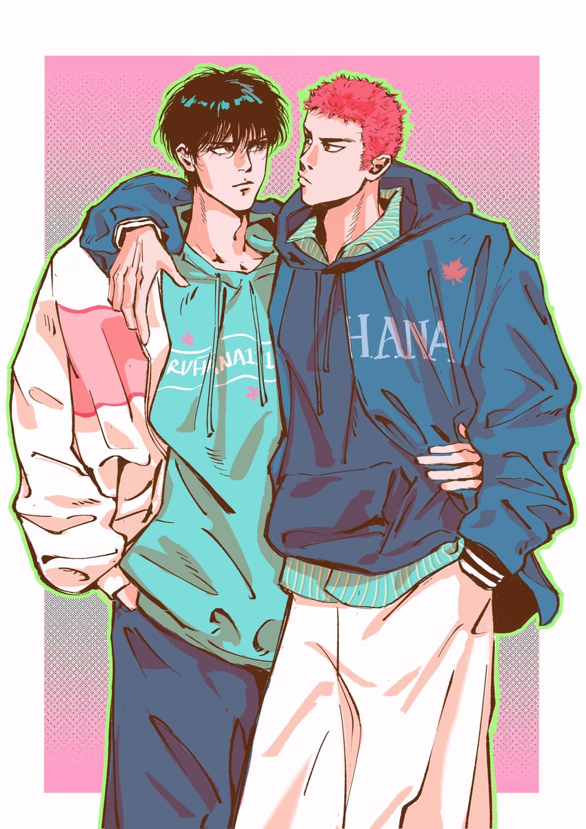sakuragi hanamichi and rukawa kaede (slam dunk) drawn by brother_frog