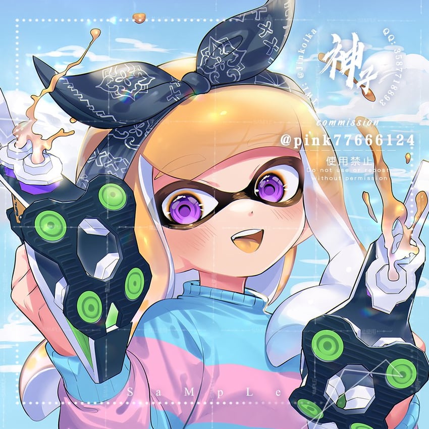 inkling player character and inkling girl (splatoon) drawn by jinkoika