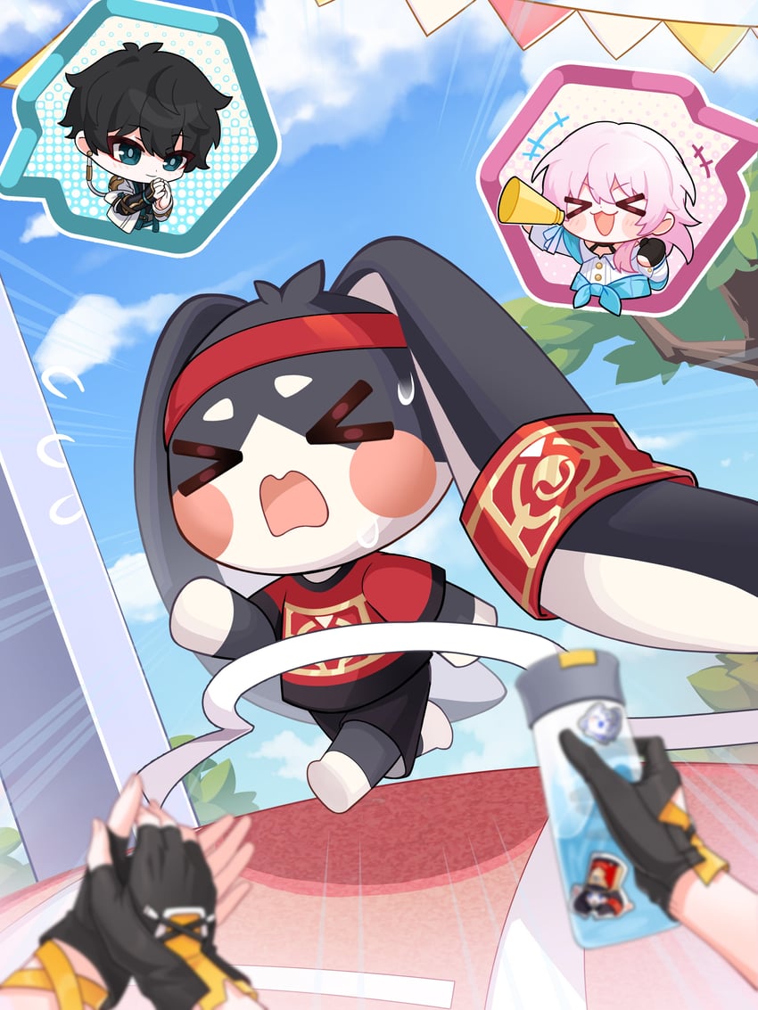 trailblazer, stelle, march 7th, caelus, dan heng, and 1 more (honkai and 1 more) drawn by hakka_0922