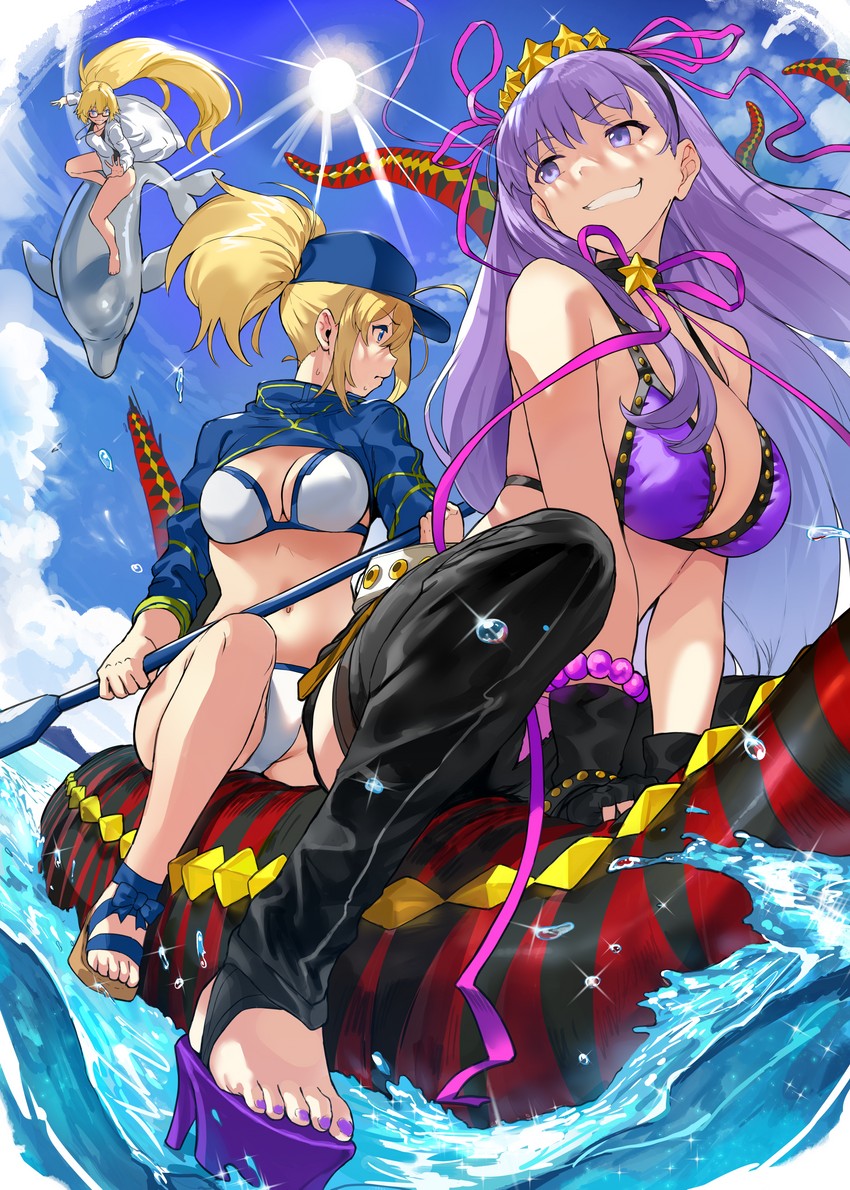 artoria pendragon, jeanne d'arc, bb, and mysterious heroine xx (fate and 1 more) drawn by hews