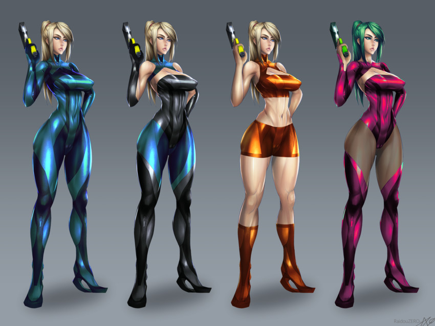 samus aran and justin bailey (metroid and 1 more) drawn by raidou_zero