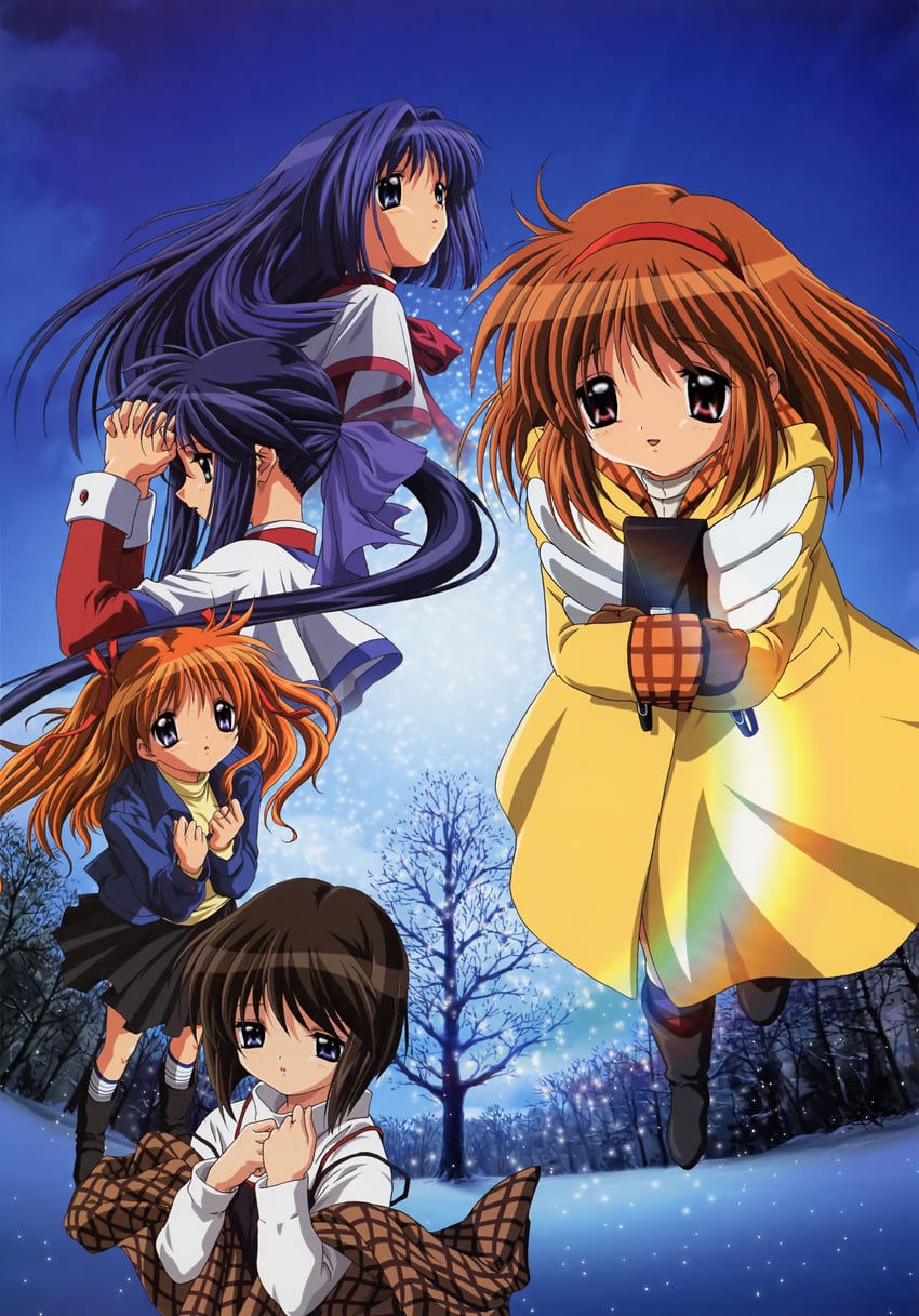 tsukimiya ayu, minase nayuki, sawatari makoto, kawasumi mai, and misaka shiori (kanon and 1 more) drawn by ikeda_kazumi