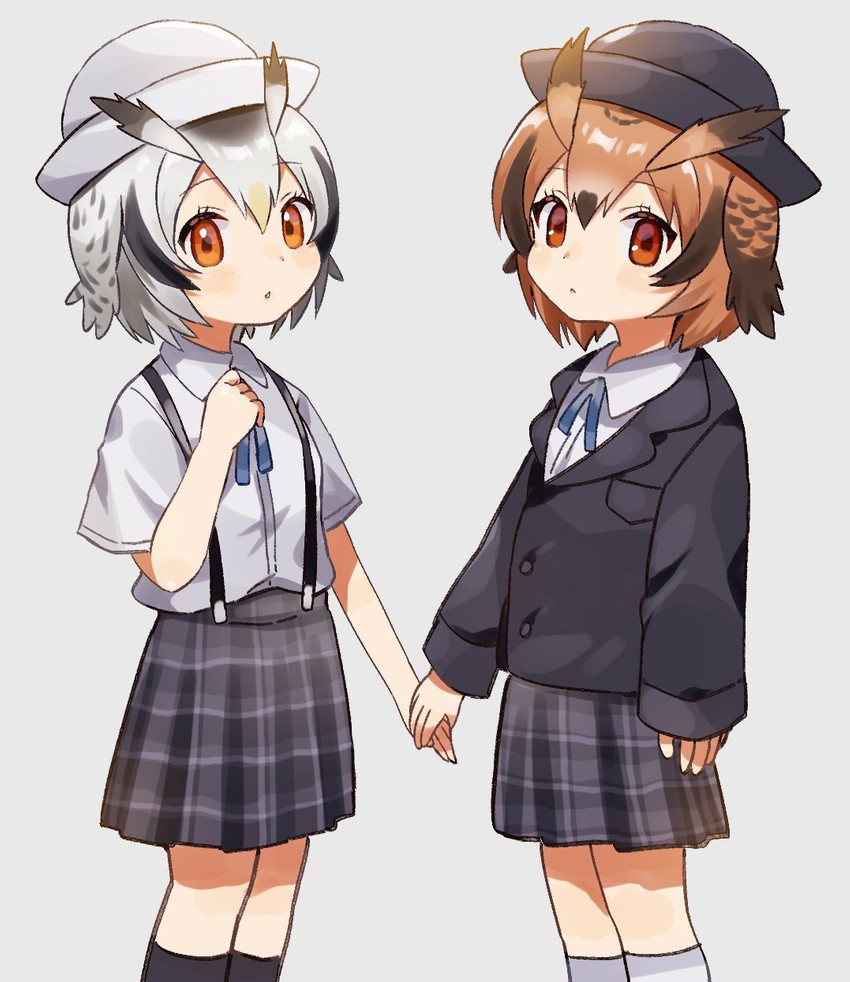 northern white-faced owl and eurasian eagle owl (kemono friends) drawn by suicchonsuisui
