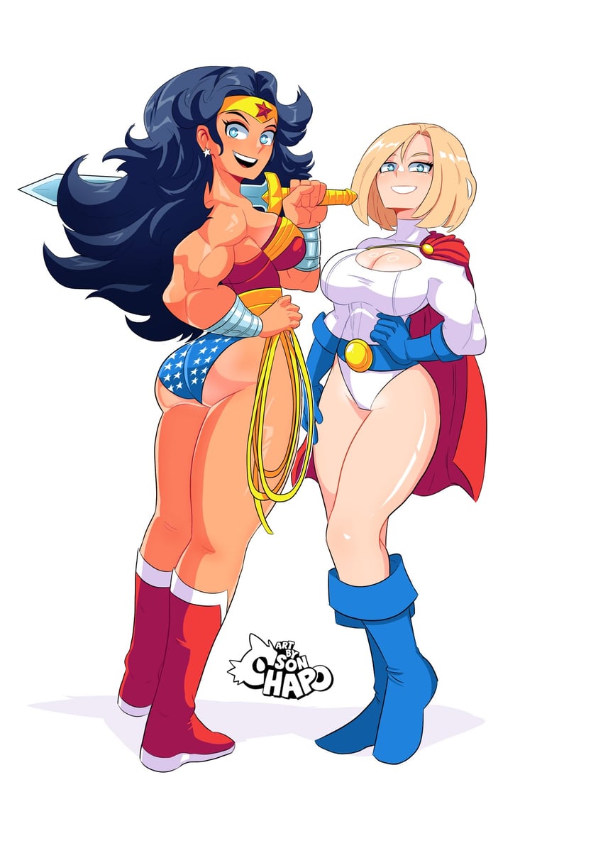 wonder woman and power girl (dc comics and 2 more) drawn by sonchapo