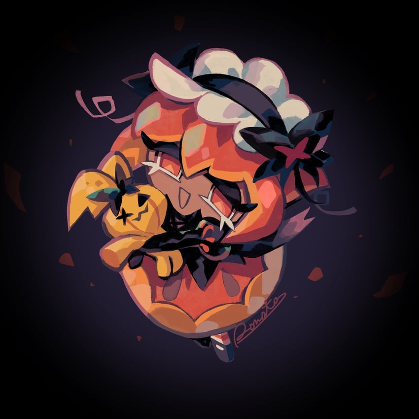 pumpkin pie cookie and pompon (cookie run and 1 more) drawn by rn9j
