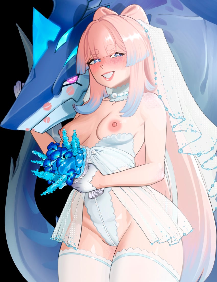 sangonomiya kokomi and bathysmal vishap (genshin impact) drawn by e11e