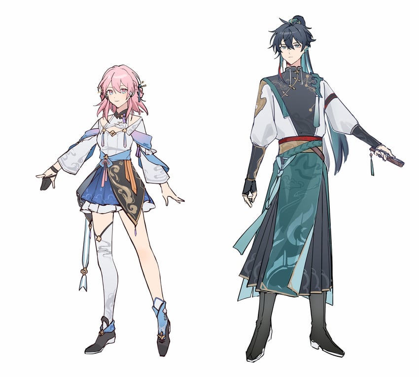 march 7th and dan heng (honkai and 1 more) drawn by hanaki_yuu