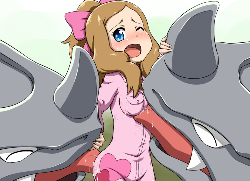 serena and rhyhorn (pokemon and 1 more) drawn by hanya_(hanya_yashiki)