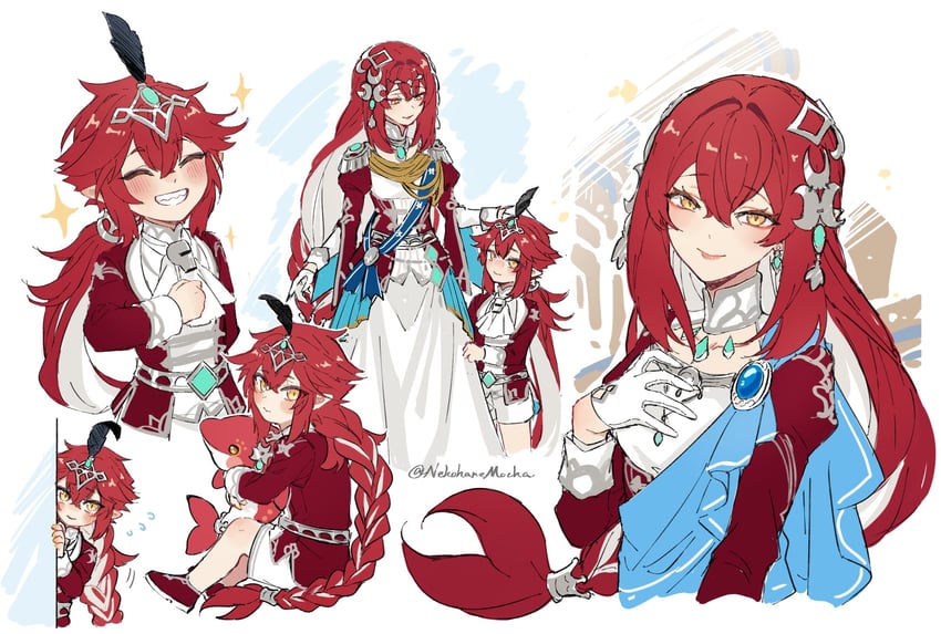 mipha and sidon (the legend of zelda and 1 more) drawn by nekohanemocha